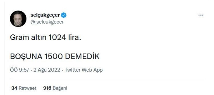 selcuk gecer den dikkat ceken dolar ve altin aciklamasi